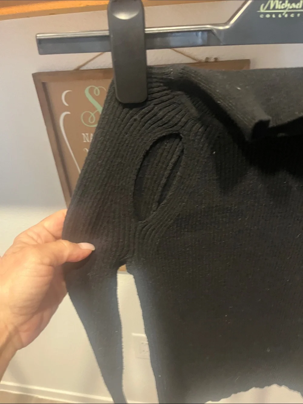 wild fable Black Ribbed Cutout Long Sleeve Top - Picture 5 of 6